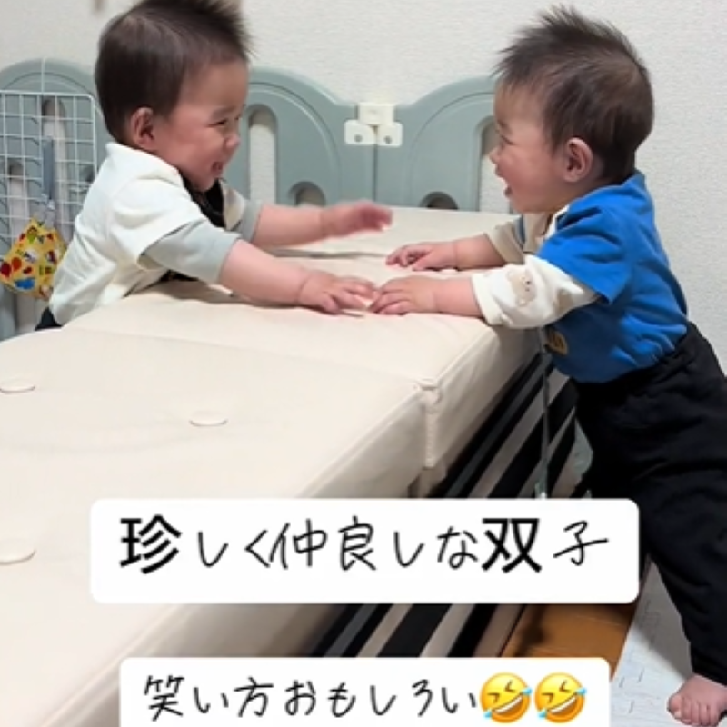 仲良し双子ちゃん】目が合うだけで面白いのかな？笑い合う2人が