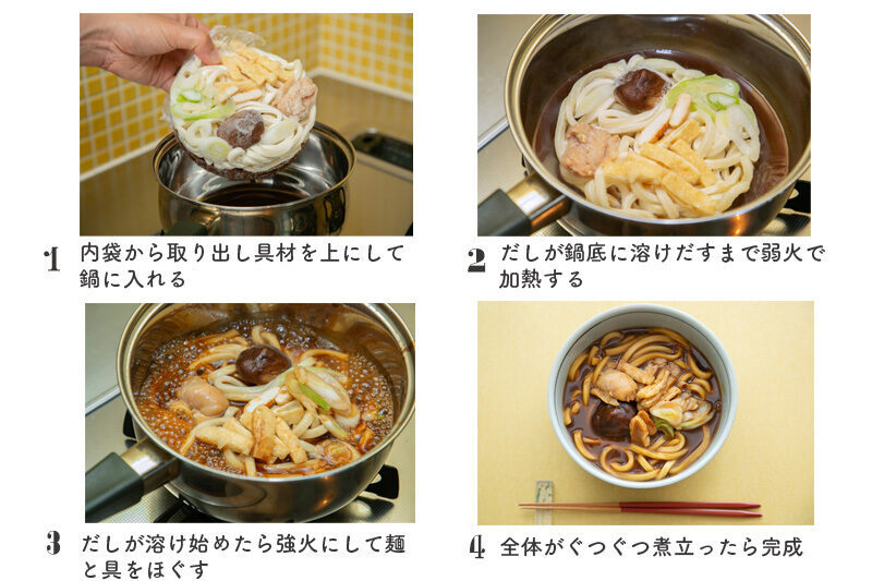 お水がいらない 味噌煮込みうどん 調理工程